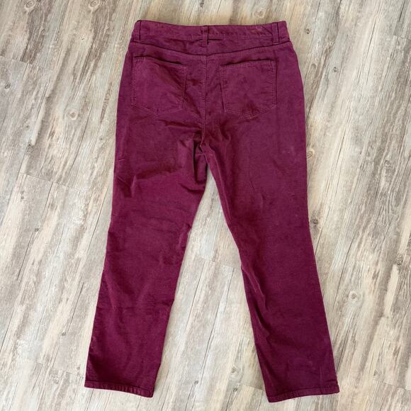 Talbots Women’s Corduroy Straight Leg Pants Red Size 14P High Rise Stretch - Picture 3 of 9